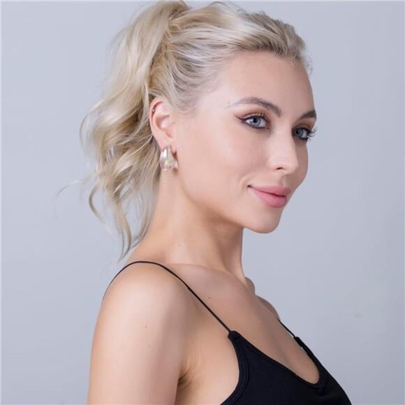 Chunky Teardrop Hoop Earrings – Matte Painted Acrylic, Lightweight - Picture 5 of 5